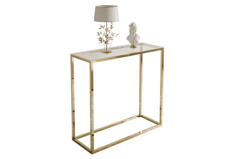 Lookway Konsolentisch MODERN GLASS mit goldfarbenem, verchromtem Gestell (1x Konsole), Breite 80/100 cm von Lookway