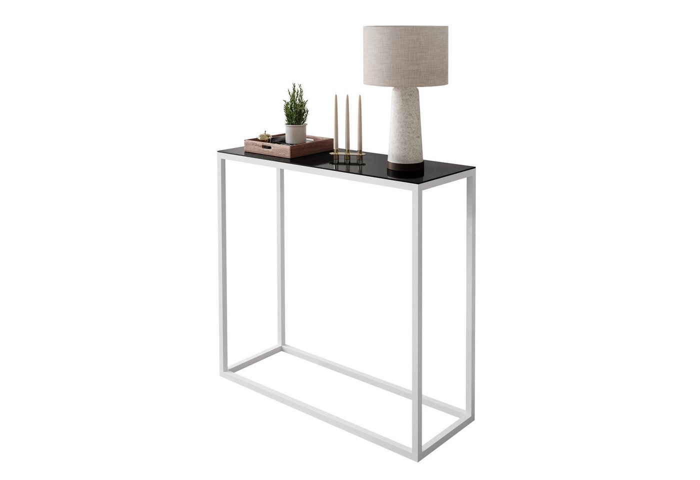 Lookway Konsolentisch MODERN GLASS – stilvolles Design mit Glasplatte für Ihren Flur (1x Konsole), Breite: 80/100 cm von Lookway
