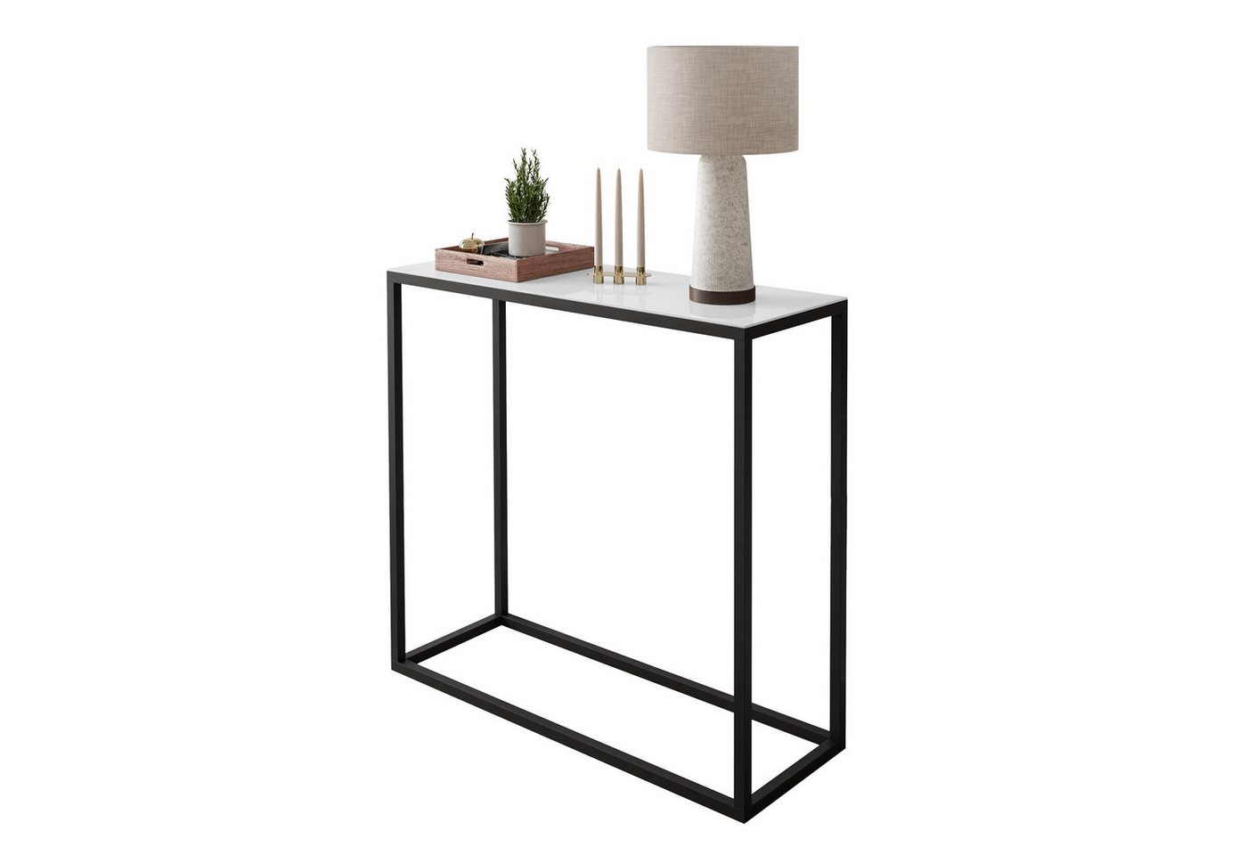 Lookway Konsolentisch MODERN GLASS – stilvolles Design mit Glasplatte für Ihren Flur (1x Konsole), Breite: 80/100 cm von Lookway