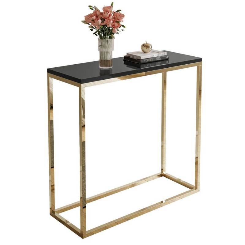 Lookway Konsolentisch MODERN HOCHGLANZ Konsolentisch mit goldfarbenem Chromgestell (1x Konsole), Breite 80/100 cm von Lookway