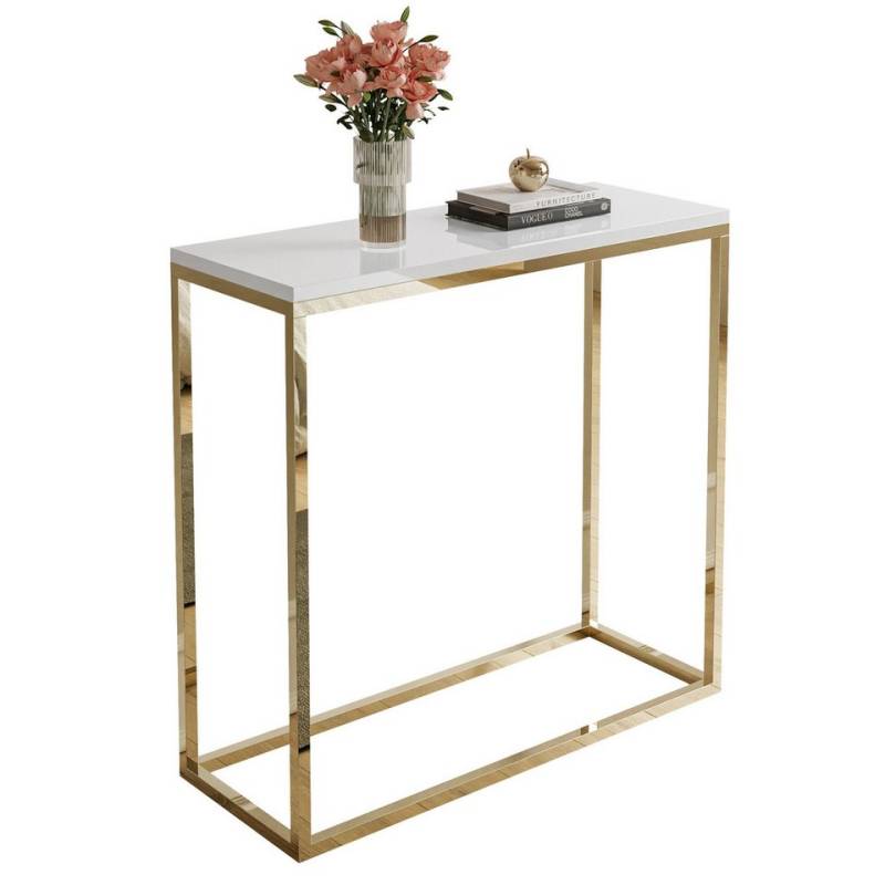 Lookway Konsolentisch MODERN HOCHGLANZ Konsolentisch mit goldfarbenem Chromgestell (1x Konsole), Breite 80/100 cm von Lookway
