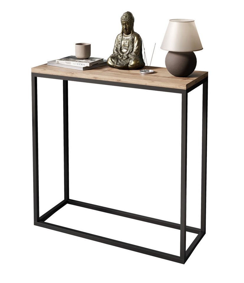 Lookway Konsolentisch MODERN LOFT moderner Loft-Tisch mit Eichenplatte für Flur und Wohnraum (1x Konsole), Breite 80/100 cm von Lookway