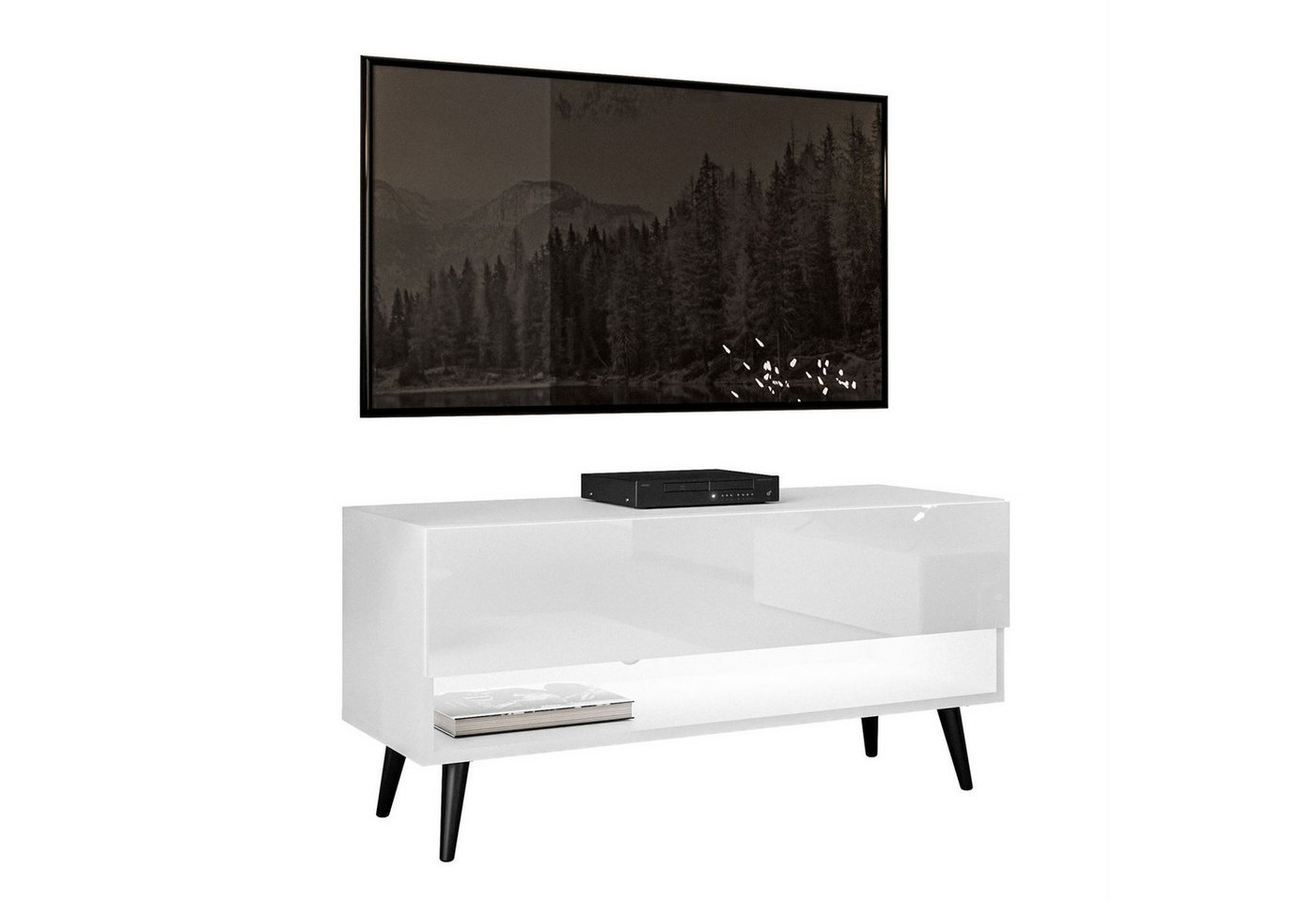 Lookway Lowboard CALANTE 90 cm RTV Schrank auf Beinen und LED-Beleuchtung von Lookway