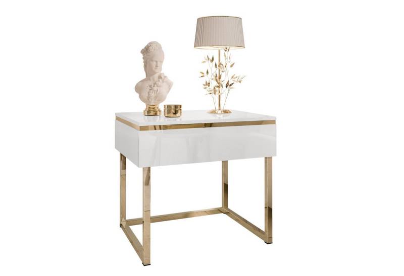 Lookway Nachttisch AURORA mit goldenem Gestell (x Nachttisch), Breite: 48 cm von Lookway