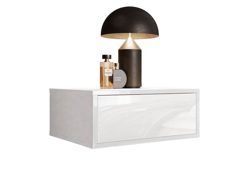 Lookway Nachttisch BLANCO Hängender Nachttisch mit LED Beleuchtung (1x Nachttisch), Breite: 45 cm von Lookway