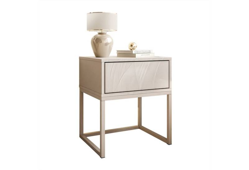 Lookway Nachttisch BLANCO Kaschmir auf Gestell – Moderner Nachtschrank fürs Schlafzimmer (1x Nachttisch), Breite: 45 cm von Lookway