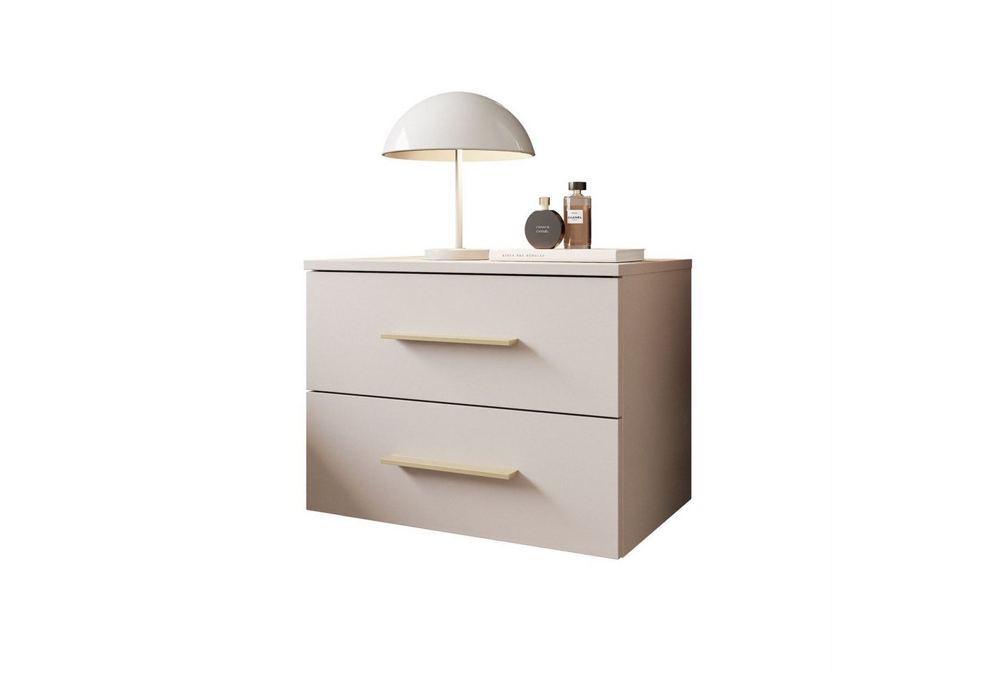 Lookway Nachttisch LINA 2S Kaschmir Hängender Nachttisch mit LED-Beleuchtung (1x Nachttisch), Breite: 55 cm von Lookway