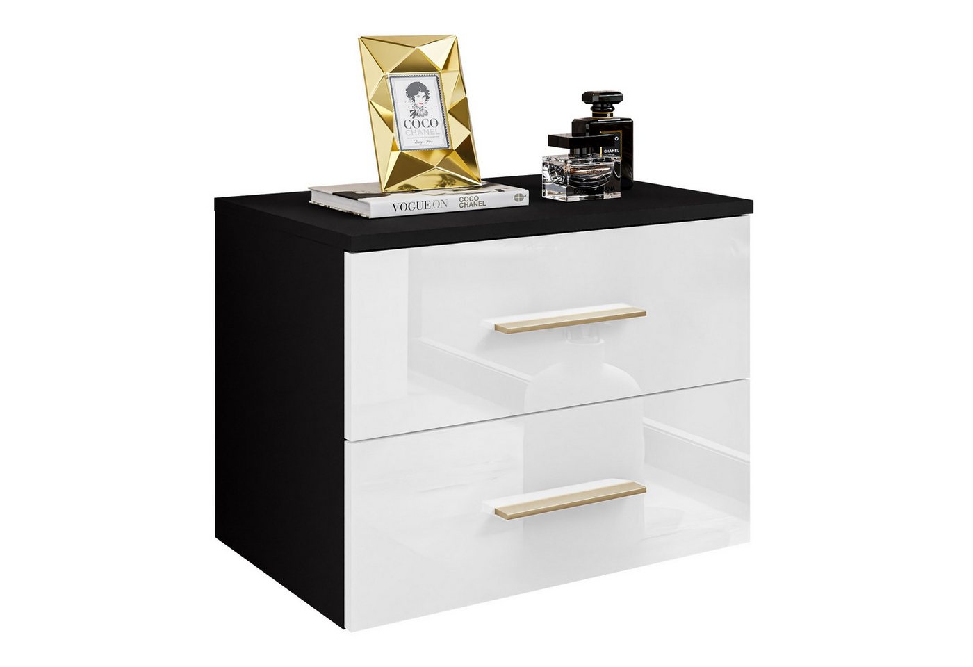 Lookway Nachttisch LINA II Hängeschrank GRIFF goldene LED Hochglanz, Breite 55 cm Lookway Nachttisch LINA II Hängeschrank GRIFF goldene LED Hochglanz, Breite 55 cm von Lookway