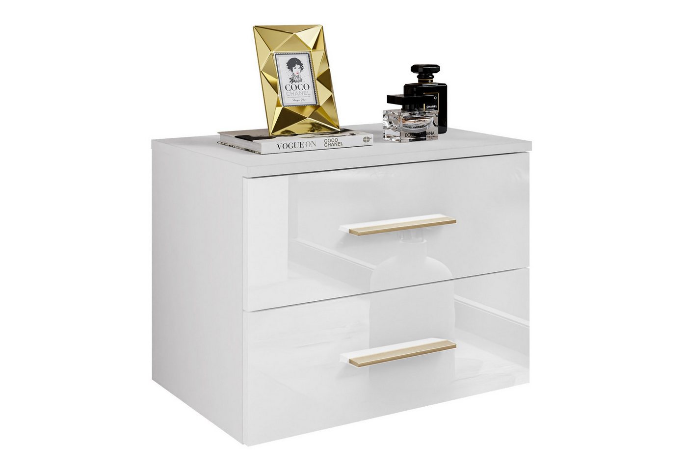 Lookway Nachttisch LINA II Hängeschrank GRIFF goldene LED Hochglanz, Breite 55 cm Lookway Nachttisch LINA II Hängeschrank GRIFF goldene LED Hochglanz, Breite 55 cm von Lookway