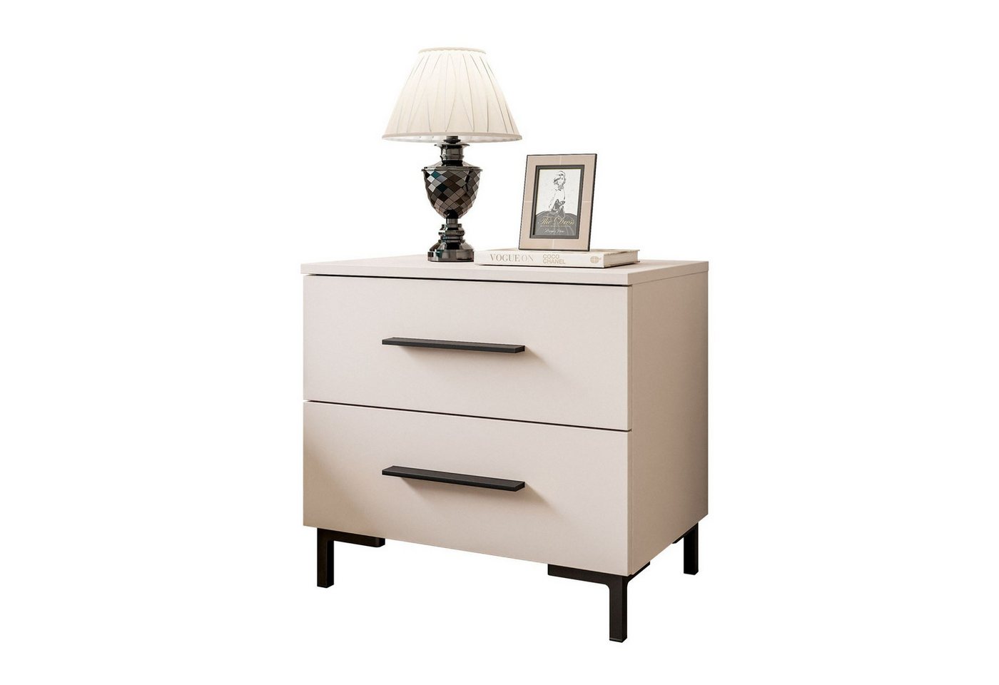 Lookway Nachttisch LINA Kaschmir mit LED Beleuchtung, Breite 55cm von Lookway