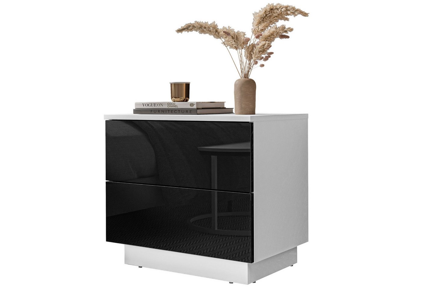 Lookway Nachttisch LINA mit Push-Open System Hochglanz LED von Lookway