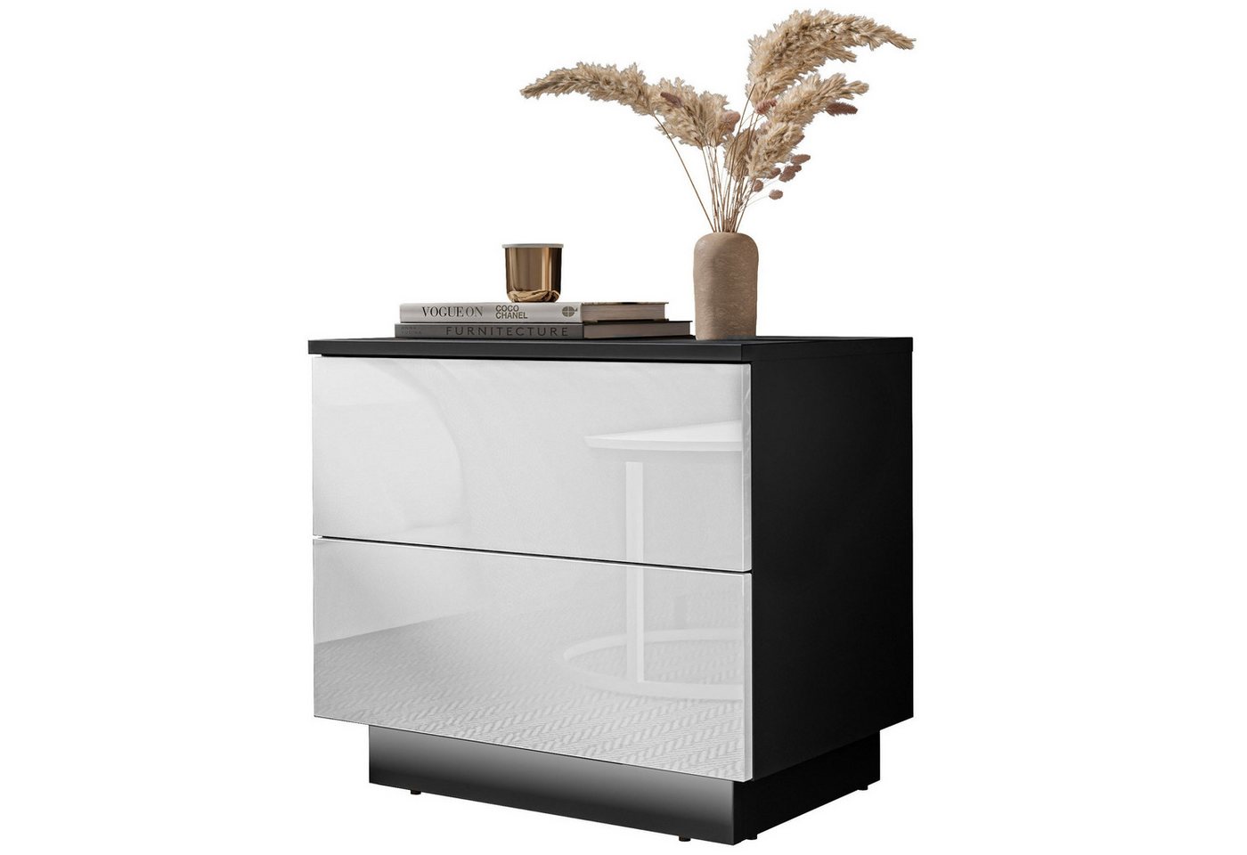 Lookway Nachttisch LINA mit Push-Open System Hochglanz LED von Lookway