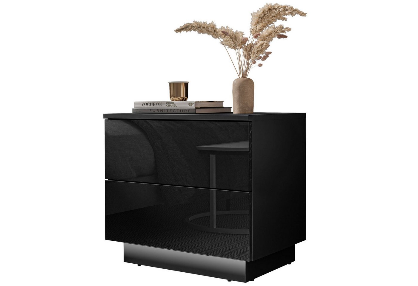 Lookway Nachttisch LINA mit Push-Open System Hochglanz LED von Lookway