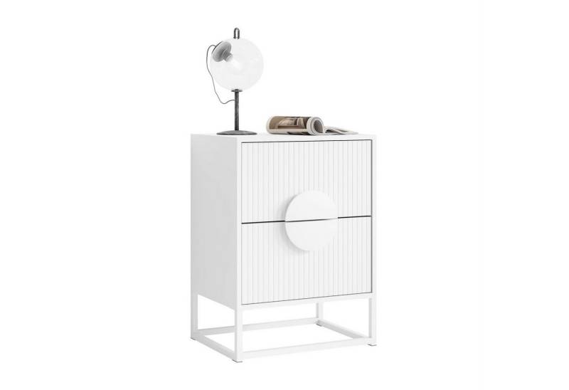 Lookway Nachttisch LUNO mit Riffel-Front und stabilem Gestell (1x Nachttisch), Breite: 40 cm von Lookway