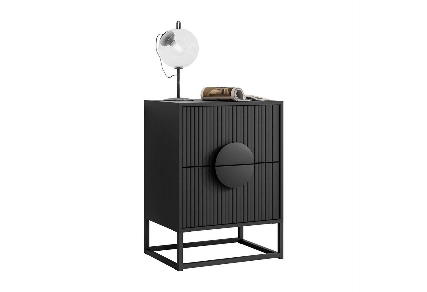 Lookway Nachttisch LUNO mit Riffel-Front und stabilem Gestell (1x Nachttisch), Breite: 40 cm von Lookway
