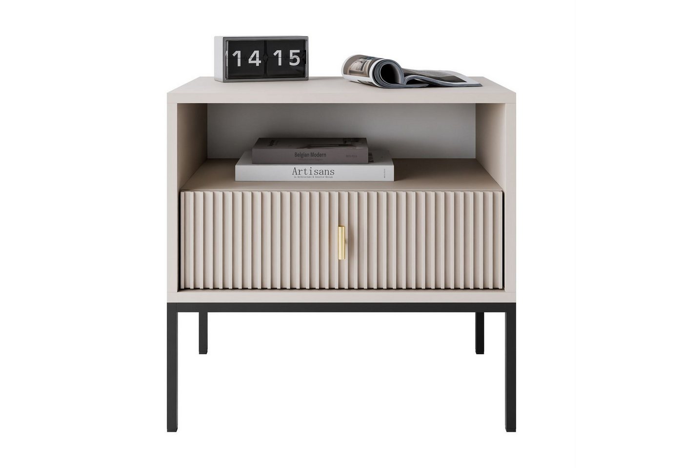 Lookway Nachttisch MIDNIGHT mit geriffelter Front auf Gestell, Breite 54 cm Lookway Nachttisch MIDNIGHT mit geriffelter Front auf Gestell, Breite 54 cm von Lookway