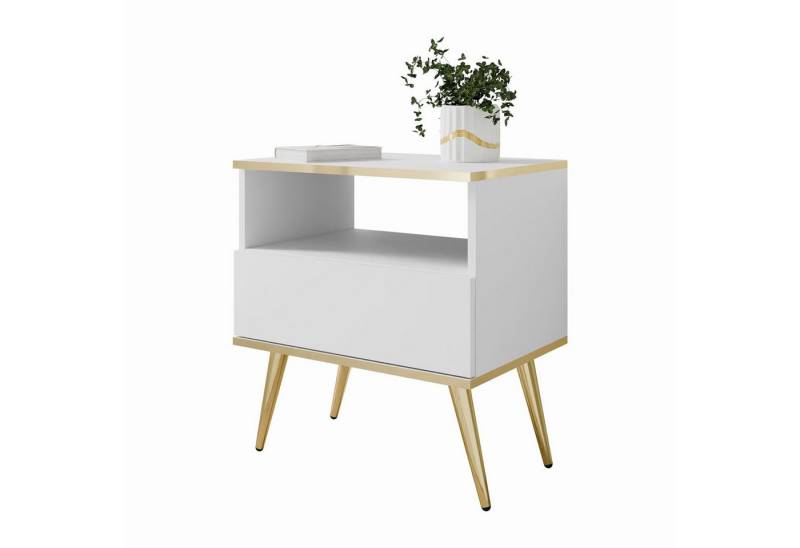 Lookway Nachttisch OXFORD auf goldenen Beinen (1x Nachttisch), Breite: 54 cm von Lookway