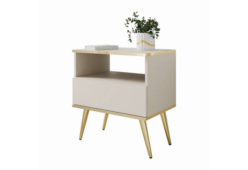 Lookway Nachttisch OXFORD auf goldenen Beinen (1x Nachttisch), Breite: 54 cm von Lookway