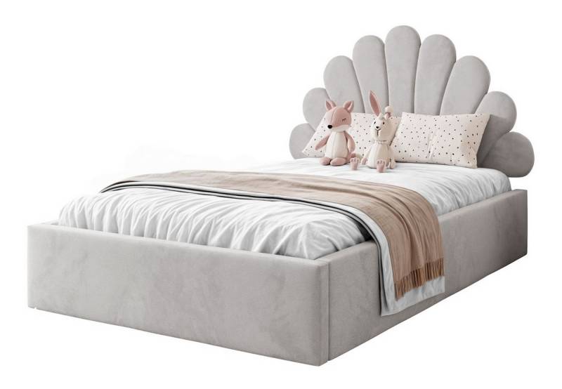 Lookway Polsterbett ASHLEY mit Muschel-Kopfteil und Bettkasten (Bett mit Metallgestell), 4 Größen und Farben von Lookway