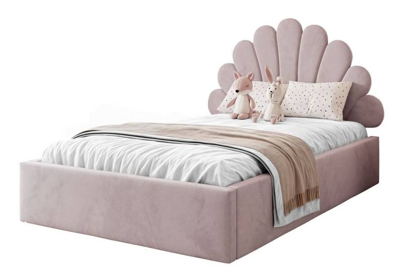 Lookway Polsterbett ASHLEY mit Muschel-Kopfteil und Bettkasten (Bett mit Metallgestell), 4 Größen und Farben von Lookway