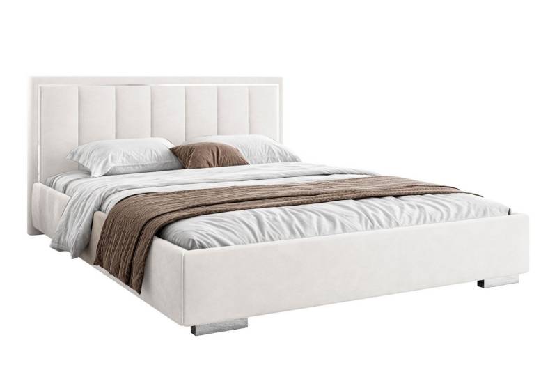 Lookway Polsterbett AURELIA SILVER mit Bettkasten, Metallrahmen und 123 cm hohem Kopfteil (Bett mit Metallgestell), Bett in 4 Größen und 5 Farben von Lookway