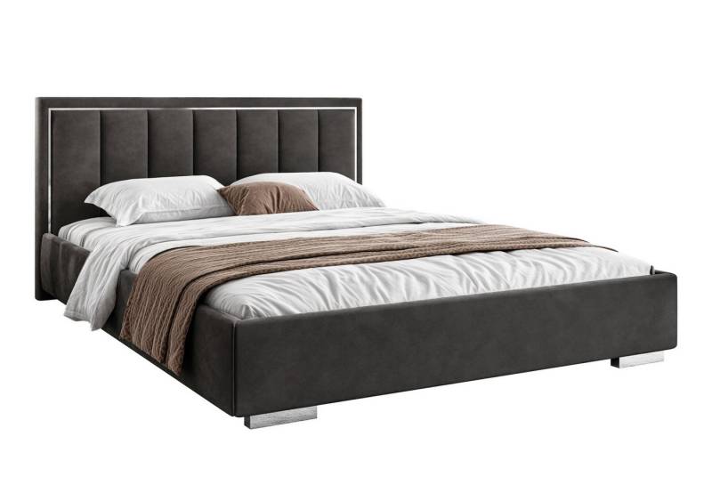 Lookway Polsterbett AURELIA SILVER mit Bettkasten, Metallrahmen und 95 cm hohem Kopfteil (Bett mit Metallgestell), Bett in 4 Größen und 5 Farben von Lookway
