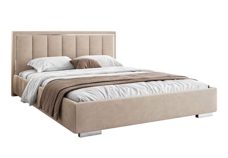 Lookway Polsterbett AURELIA SILVER mit Bettkasten, Metallrahmen und 95 cm hohem Kopfteil (Bett mit Metallgestell), Bett in 4 Größen und 5 Farben von Lookway