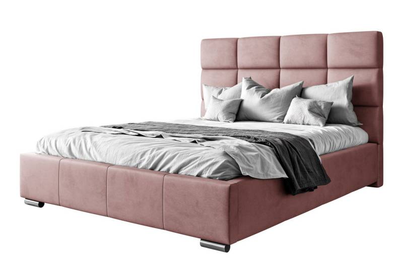Lookway Polsterbett SARA mit Bettkasten und hohem Kopfteil 123 cm (Bett mit Metallgestell), 3 Größen und 8 Farben von Lookway