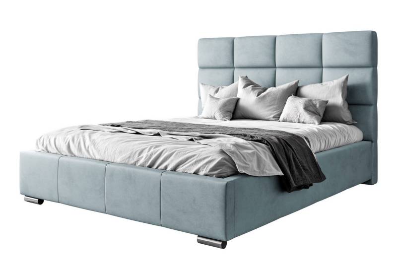 Lookway Polsterbett SARA mit Bettkasten und hohem Kopfteil 123 cm (Bett mit Metallgestell), 3 Größen und 8 Farben von Lookway