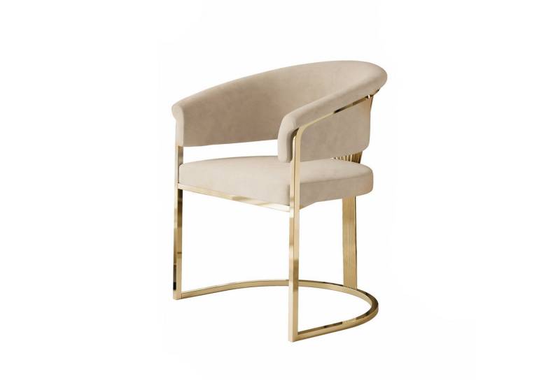 Lookway Polsterstuhl MOUNIR BEIGE mit einem goldfarbenen, verchromten Gestell von Lookway