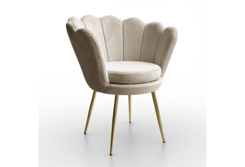 Lookway Polsterstuhl SHELLY Samt Muschel-stuhl mit Metallbeine von Lookway