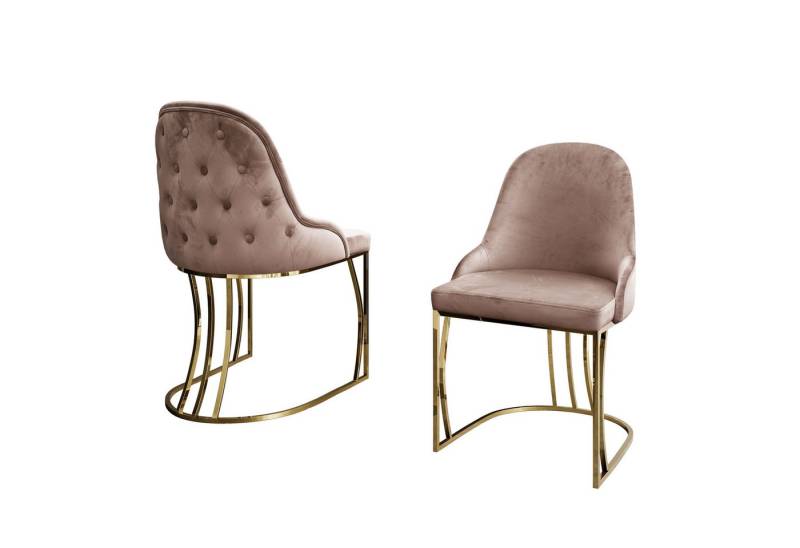 Lookway Polsterstuhl SOPHIE PIK mit einem goldfarbenen, verchromten Gestell von Lookway