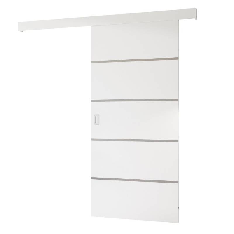 Lookway Schiebetür YORK MATT II in Weiß Matt mit silbernen Zierstreifen, Breite: 96 cm Lookway Schiebetür YORK MATT II in Weiß Matt mit silbernen Zierstreifen, Breite: 96 cm von Lookway