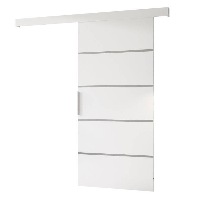 Lookway Schiebetür YORK MATT II in Weiß Matt mit silbernen Zierstreifen, Breite: 96 cm Lookway Schiebetür YORK MATT II in Weiß Matt mit silbernen Zierstreifen, Breite: 96 cm von Lookway