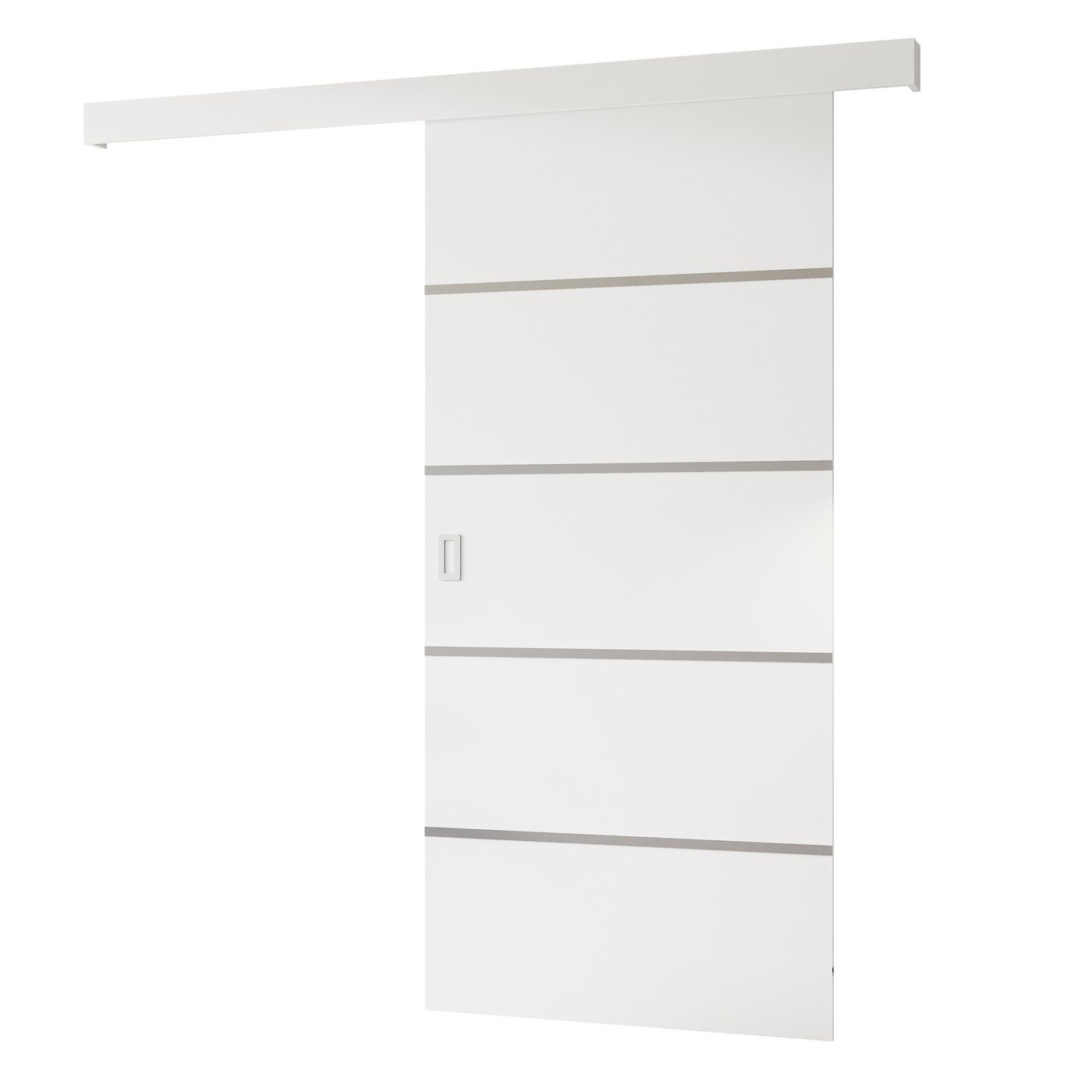 Lookway Schiebetür YORK MATT II in Weiß Matt mit silbernen Zierstreifen, Breite: 96 cm Lookway Schiebetür YORK MATT II in Weiß Matt mit silbernen Zierstreifen, Breite: 96 cm von Lookway