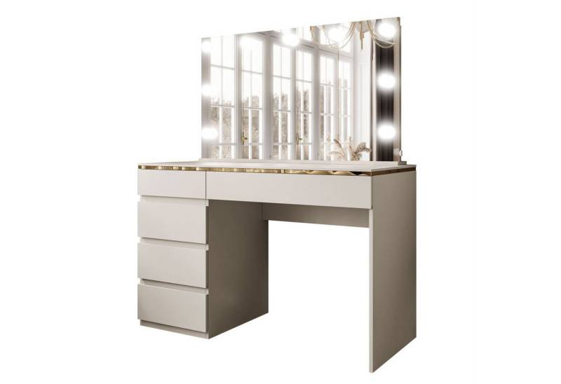 Lookway Schminktisch AURORA II ELITE KASCHMIR mit Spiegel und Beleuchtung (1x Schreibtisch 1x Spiegel), Breite: 120 cm von Lookway