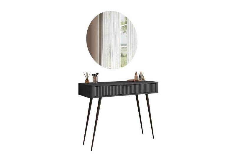 Lookway Schminktisch SCARLETT mit rundem LED-Spiegel (1x Konsolentische 1x Spiegel), Breite: 100 cm von Lookway