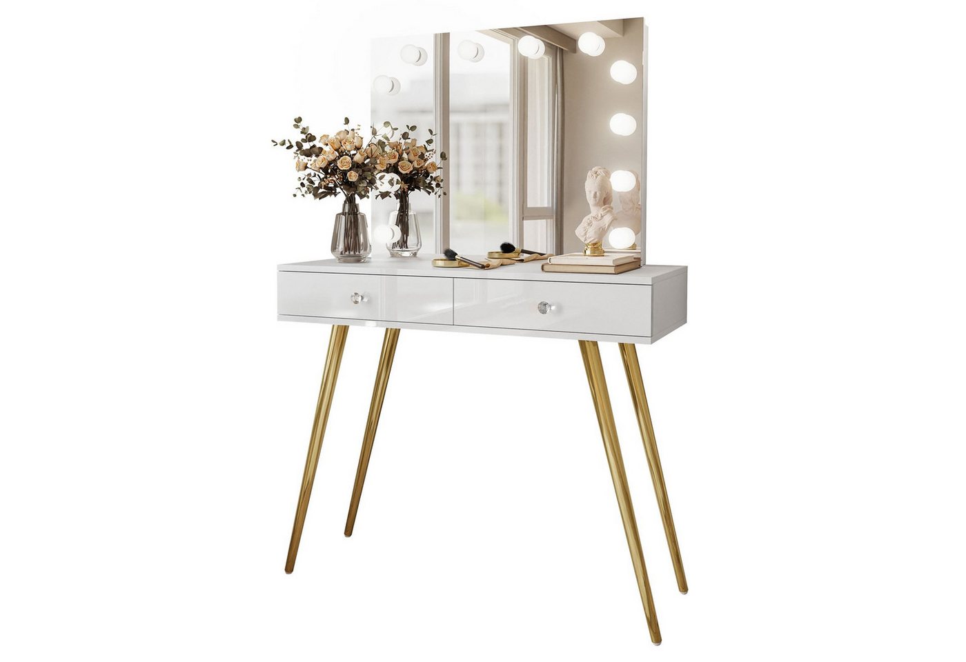 Lookway Schminktisch SIENNA GOLD ELITE mit Spiegel (1x Konsole 1x Spiegel), Breite: 100 cm von Lookway