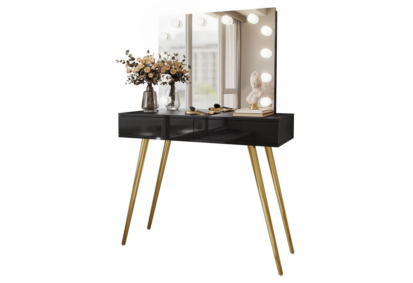 Lookway Schminktisch SIENNA GOLD ELITE mit Spiegel (1x Konsole 1x Spiegel), Breite: 100 cm von Lookway