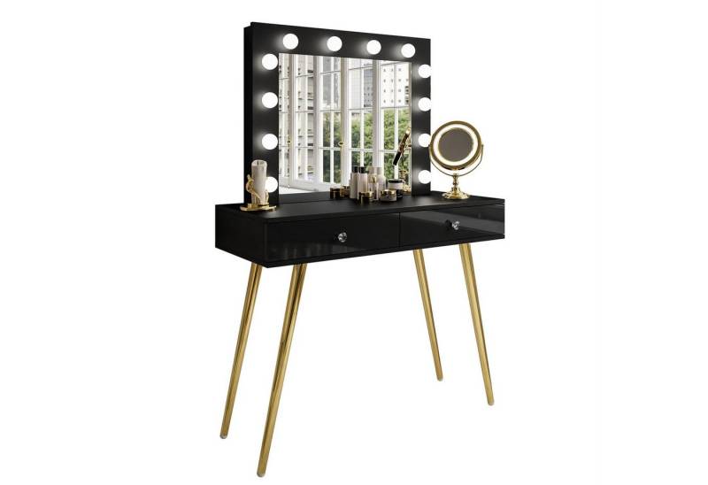 Lookway Schminktisch SIENNA GOLD auf goldenen Beinen (1x Konsole 1x Spiegel), Breite: 100 cm von Lookway