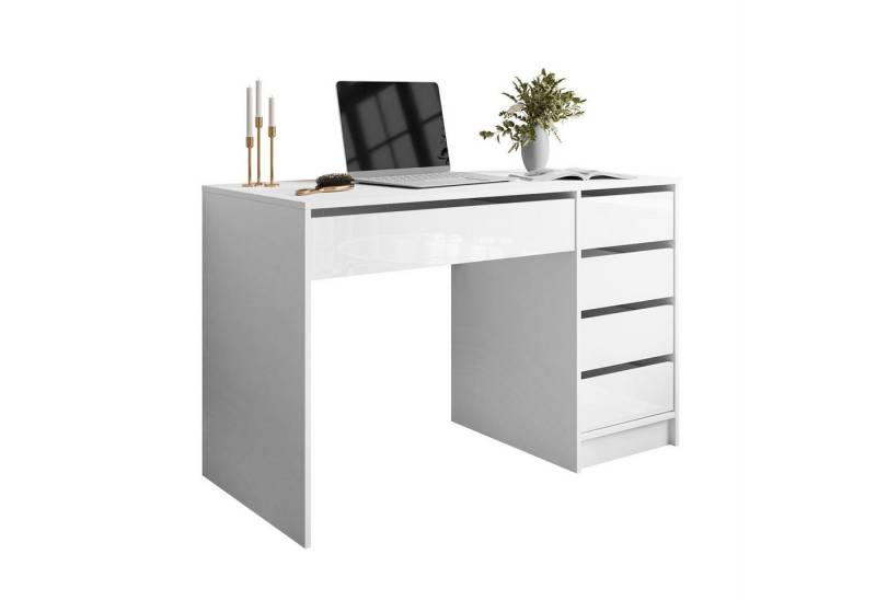 Lookway Schminktisch MADA GLOSS Schreibtisch mit Schubladen und Hochglanz Fronten (1x Schreibtisch), Breite: 120cm von Lookway