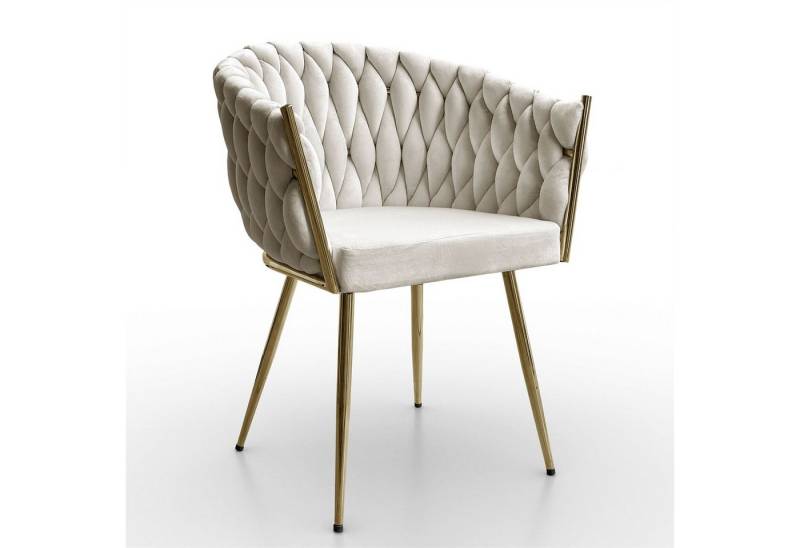 Lookway Stuhl Gepolsterter ROSALIE Samt Polsterstuhl mit Metallbeine von Lookway