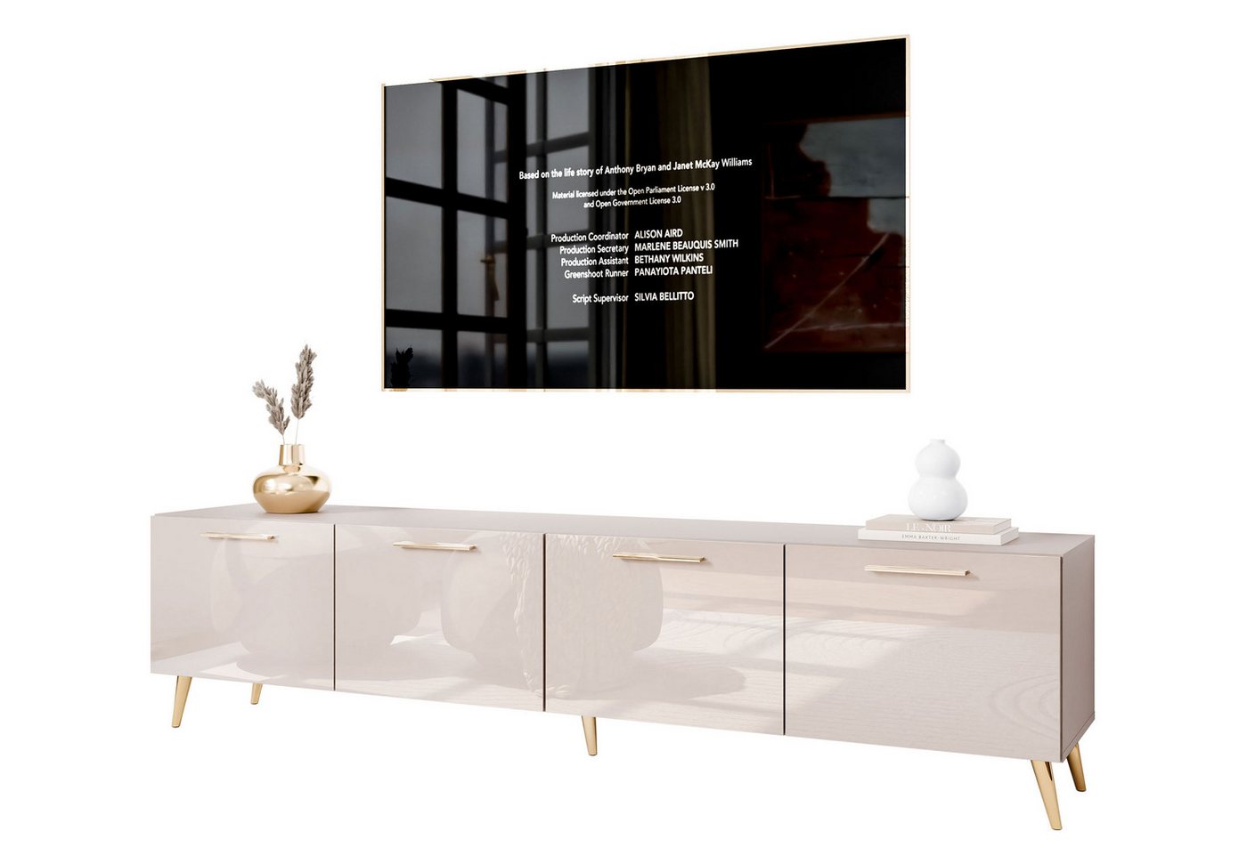 Lookway TV-Schrank AURA 200 cm – Kaschmir Hochglanz, Metallfüße (2x TV-Schrank) Breite: 200 cm von Lookway