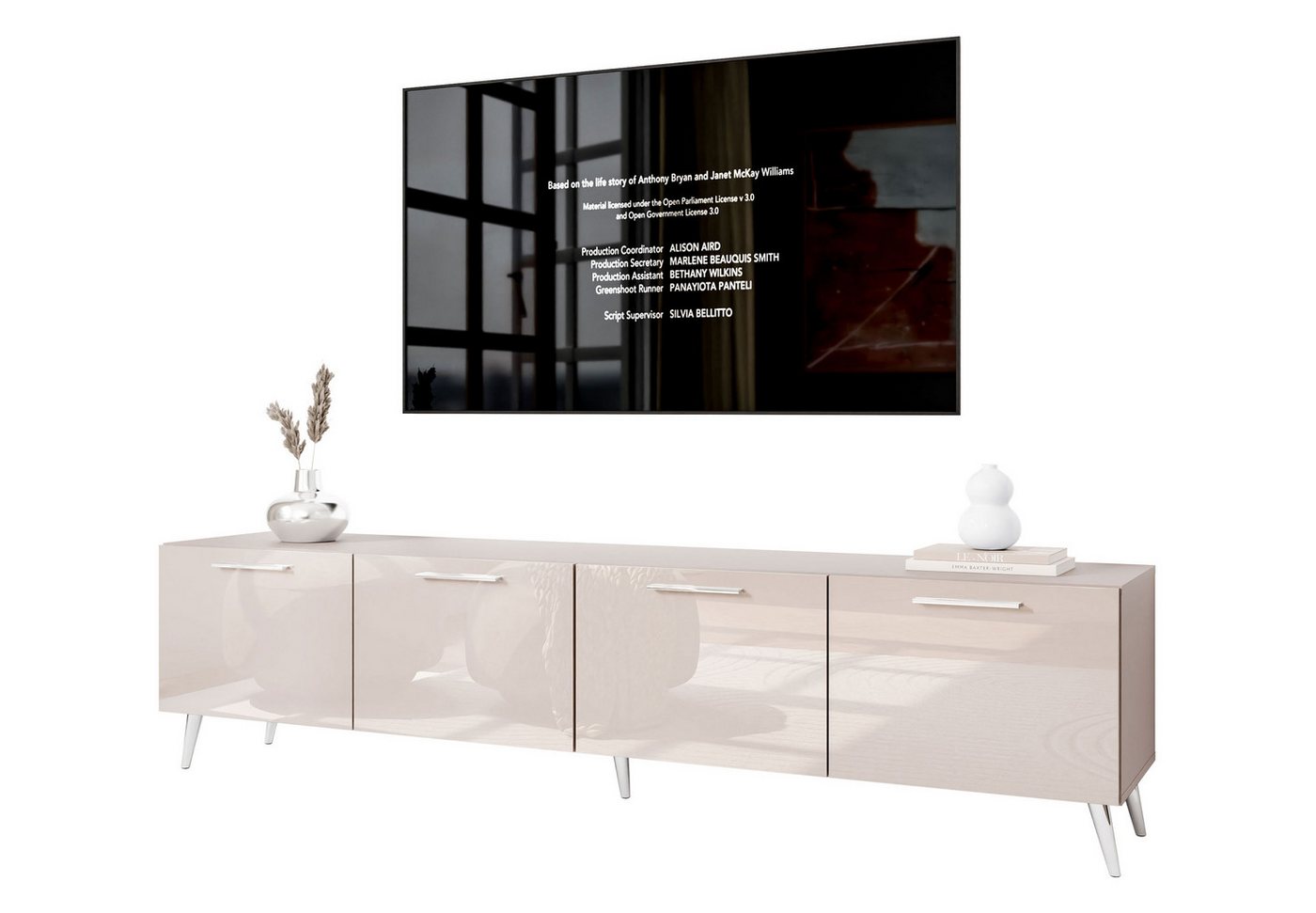 Lookway TV-Schrank AURA 200 cm – Kaschmir Hochglanz, Metallfüße (2x TV-Schrank) Breite: 200 cm von Lookway