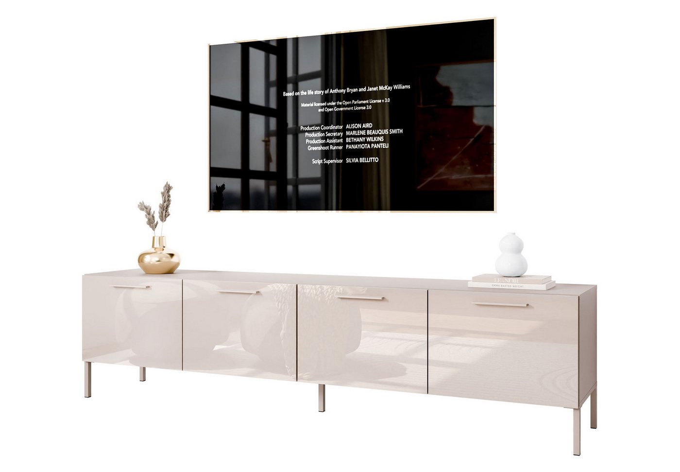 Lookway TV-Schrank AURA 200 cm in Kaschmir Hochglanz auf Metallbeinen Lookway TV-Schrank AURA 200 cm in Kaschmir Hochglanz auf Metallbeinen von Lookway