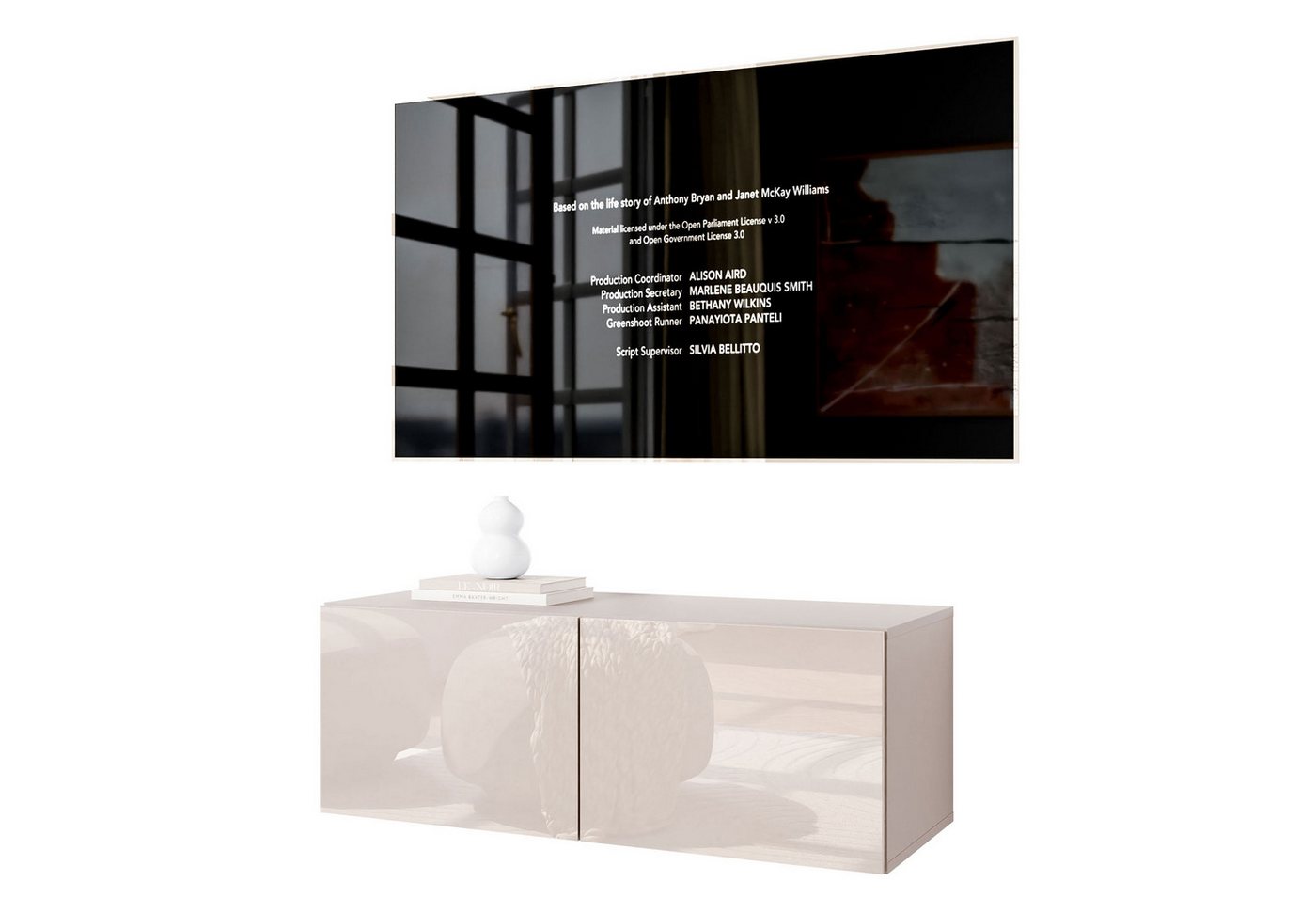 Lookway TV-Schrank COLGANTE 100 in Kaschmir Hochglanz Hängendes TV-Board von Lookway