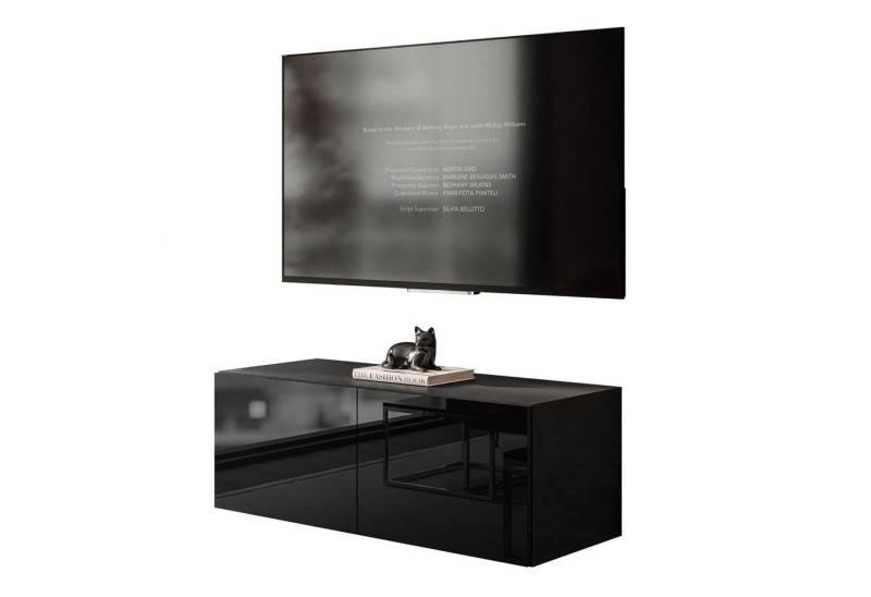 Lookway Lowboard COLGANTE 100 cm TV-Schrank in Schwarz-Hochglanz mit LED Beluchtung von Lookway