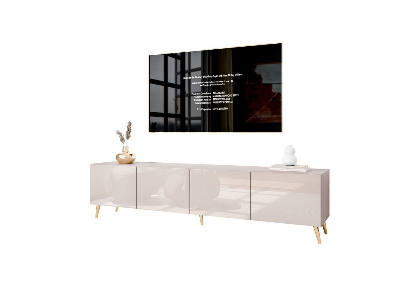 Lookway TV-Schrank COLGANTE 200 Kaschmir Hochglanz mit Metallbeinen (2x TV- Schrank) Breite: 200 cm von Lookway
