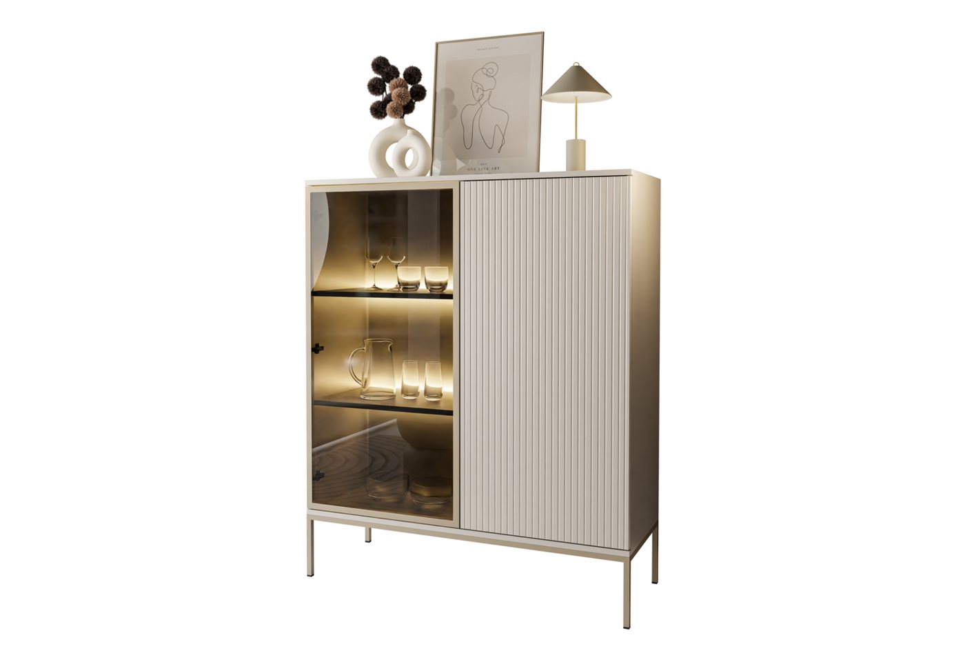 Lookway Vitrine ECLIPSE WT104 in Kaschmir mit LED Beleuchtung in Kaschmir Lookway Vitrine ECLIPSE WT104 in Kaschmir mit LED Beleuchtung in Kaschmir von Lookway