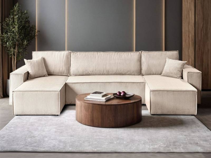 Lookway Wohnlandschaft CARLOS U CORD Gepolstertes Sofa in U-Form, Schlaffunktion von Lookway